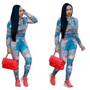 Leggings 2 piece set Blue Floral